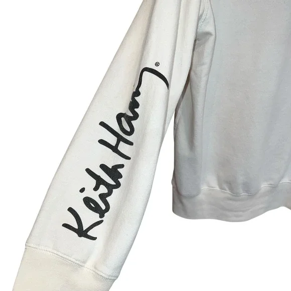 Keith Haring Graphic Hoodie Pullover Sweatshirt Size L Streetwear Artsy W/Flaw - Picture 5 of 10